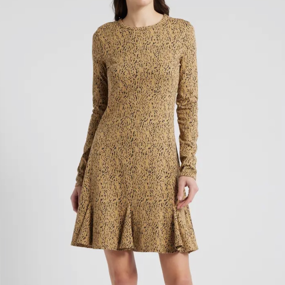 Nation Ltd Lyla Long Sleeve Cheetah Print Dress